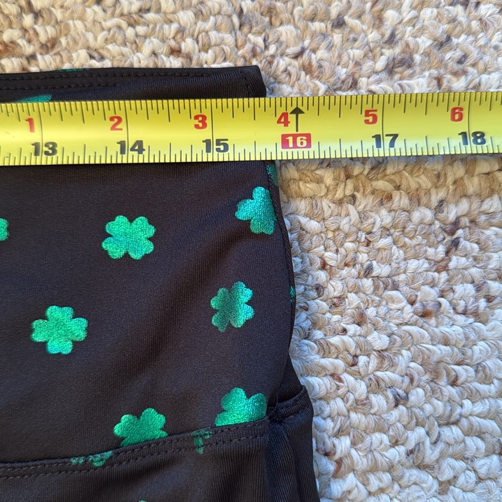 Tipsy Elves Black and Green Clover Leggings - Picture 3 of 5